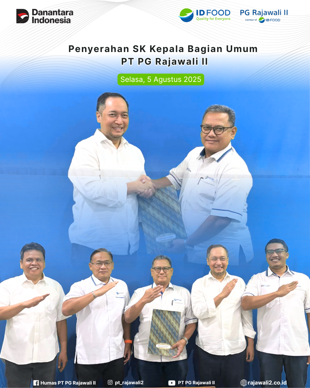 Penyerahan SK Kepala Bagian Umum PT PG Rajawali II